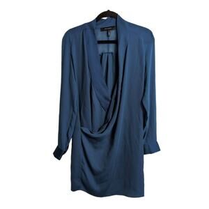 ROBERT RODRIGUEZ Brooke Dress Blue Long Sleeve Collared Drape XS